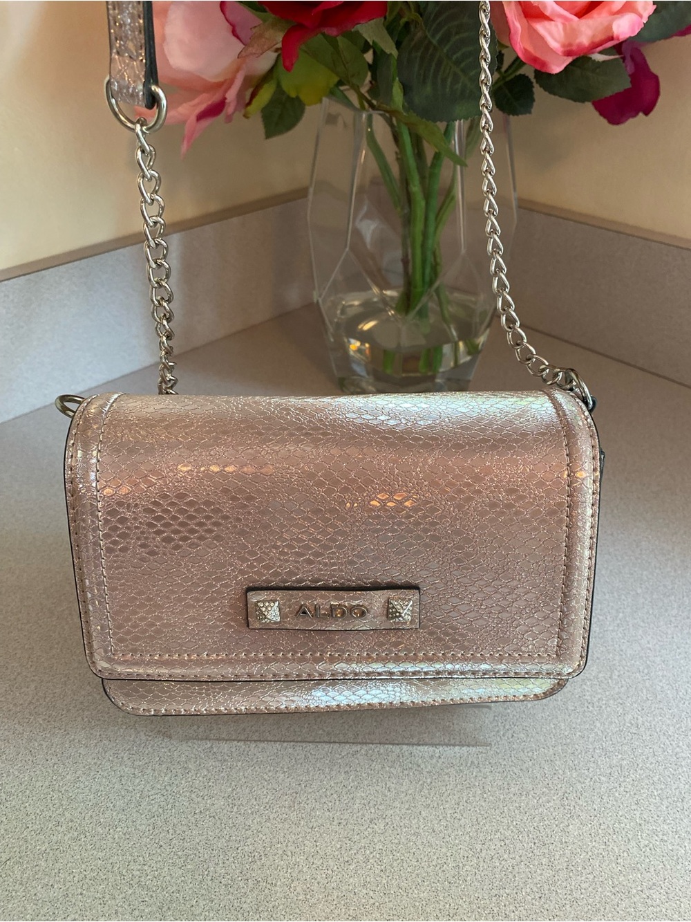 ALDO Rose Gold Metallic Crossbody Bag